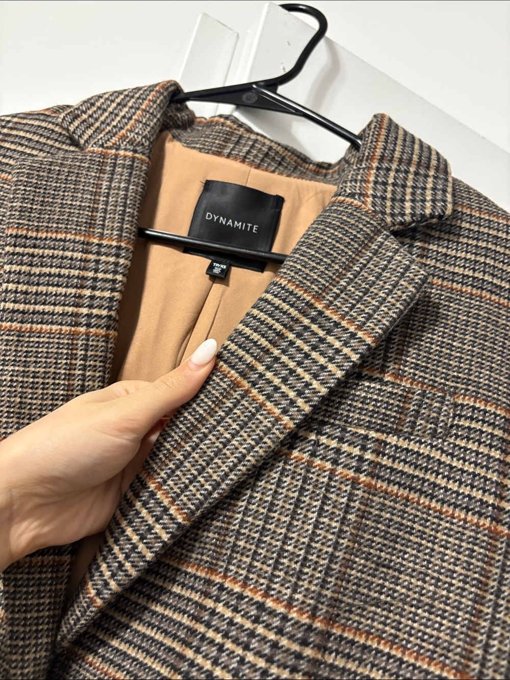 Dynamite Brown and Camel Plaid Blazer - Picture 2 of 5
